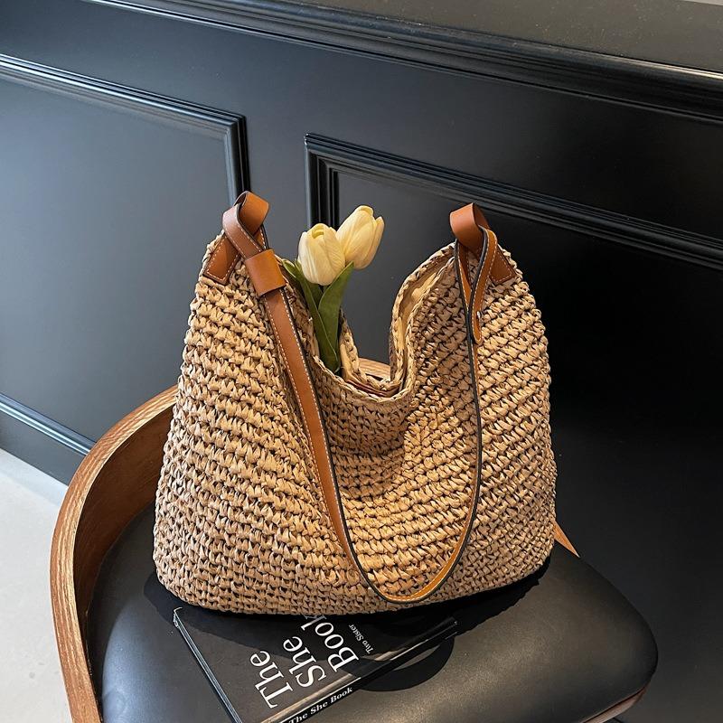 Летняя плетеная соломенная сумка женская новая большая вместительная сумка на плечо мессенджер пляжная сумка для моря