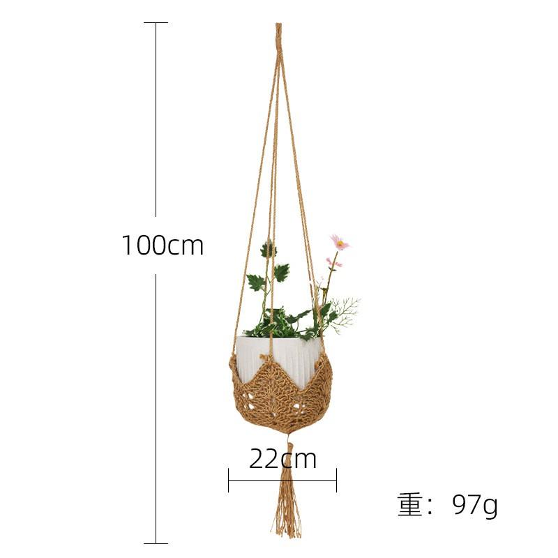 Handwoven Cotton Hanging Planter Net Basket Indoor Outdoor Decor Nordic Style Macrame Plant Hanger