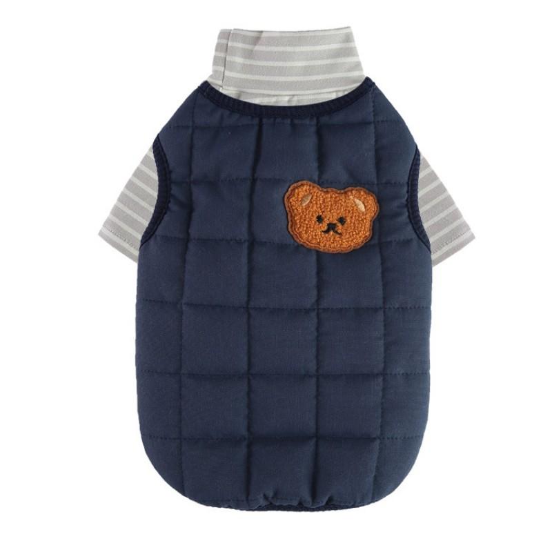 Winter Pet Coat Dogs Cats Warm Thick Cotton Outfit With Harness Loop Anti-Shedding Teddy Munchkin