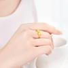 Brass Stunning Adjustable Gold Plated Ring With Heart Bowknot And Design Wheat