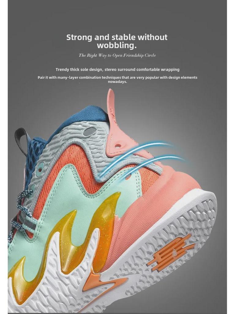 Мужские модные высокие баскетбольные кроссовки на осень — большой размер, толстая подошва, повседневный и спортивный дизайн