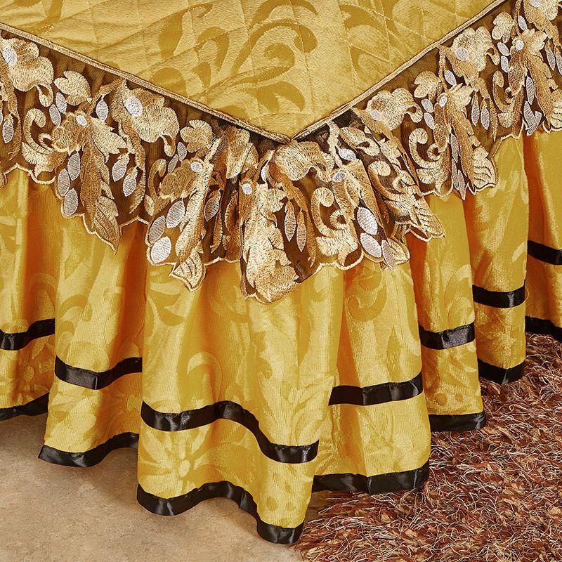 3 шт. Кружевная стеганая юбка для кровати из кристального бархата Трехпредметный набор для осенне-зимнего тепла Коралловый флис Покрывало на кровать Утолщенный флис Покрывало на кровать