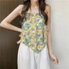Свободный летний стильный жилет с небольшим ремешком, женская внутренняя одежда с цветочным дизайном, модная верхняя одежда в стиле ретро, ​​длина полиэфирной ткани
