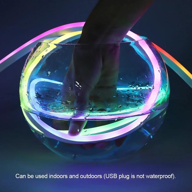 5V Rgbic Neon Led Strip Lights Neon Rope Light With Music Sync Diy Rgbic Dreamcolor Chasing Strip Tape For Home Decor Lighting
