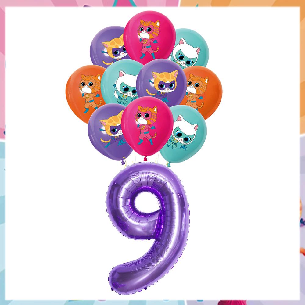 Superkitties Birthday Balloons Party Decorations Napkins Cake Topper Party Supplies Baby Shower Child Birthday Party Favors