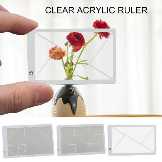 3Pcs Golden Ratio Viewfinder Ruler Fibonacci Rule of Thirds Composition Portable Clear Acrylic Photography Drawing Painting Ruler Card Positioning