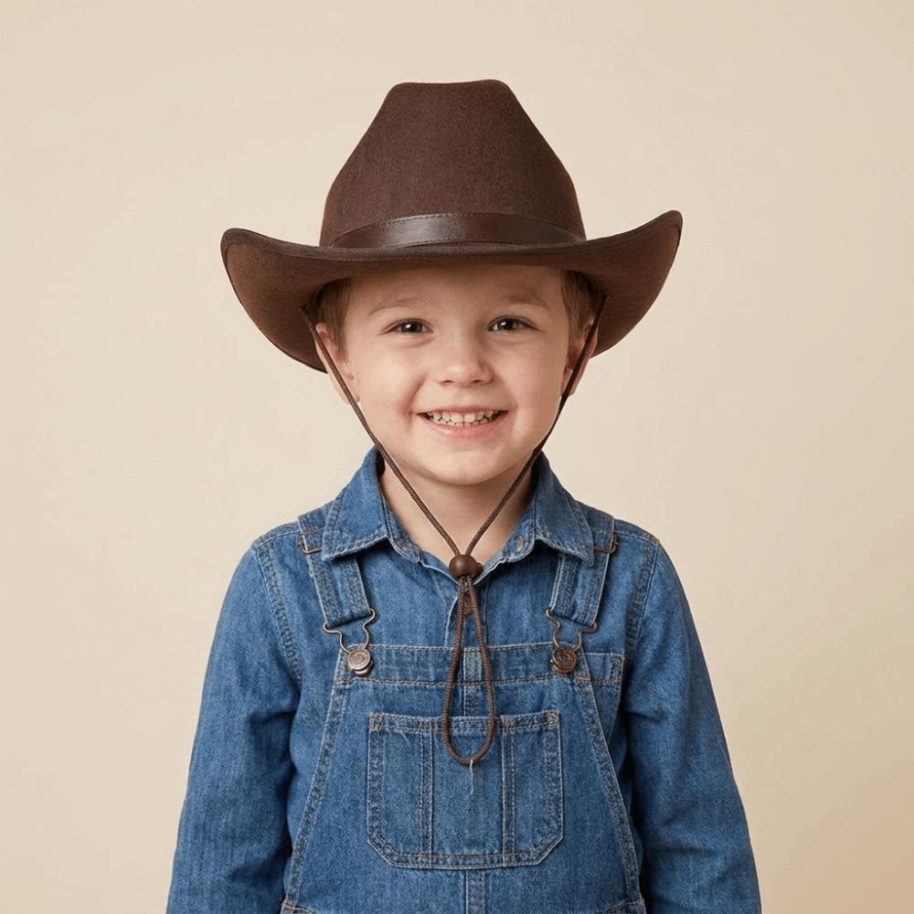 Felt Kids Cowboy Hat Solid Color Top Hat Retro Western Cowboy Hat Costume Accessories