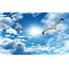 Blue Sky Wallpaper White Clouds Mural Sunshine Seagull Ceiling Wall Mural Living Room Bedroom Wallpaper