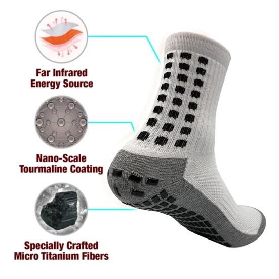 PeakGrowth Far Infrared Heightening Tourmaline Socks Breathable Titanium Ion Heightening Booster Socks Tourmaline Health Sock for Winter Outdoor