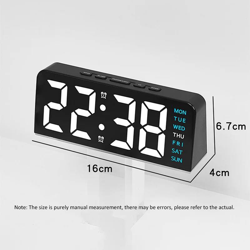 7'' LED Digital Alarm Clock Table Clock Three-Level Adjustable Brightness Dimmer/Dual Alarm/Temp/Date/Night Light for Bedrooms2