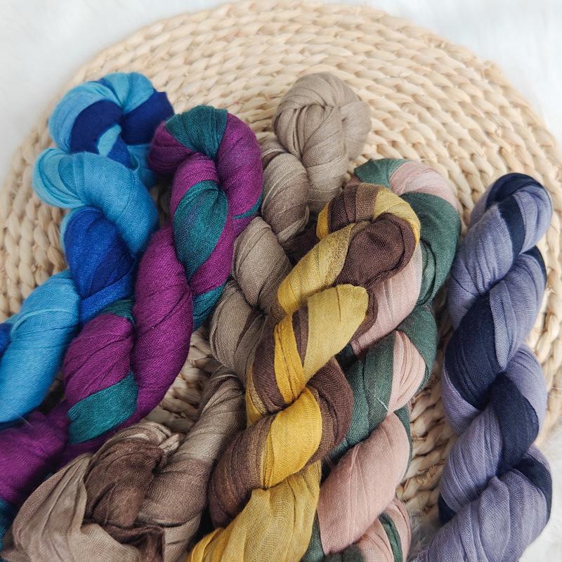 Плетеный шарф, мятый, простой и универсальный, шелковый шарф, осенне-зимняя цветочная шаль, шарф из балийской пряжи для женщин