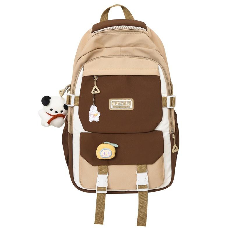 School Bag Female Campus Wind Large Capacity Junior High School Student Backpack College Student Contrasting Color Versatile Backpack