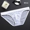 Men Mesh Striped Transparent Briefs Low Waist Ultra-thin Ice Silk Sexy Breathable Underwear Underpant Men Gays Sissy Panties
