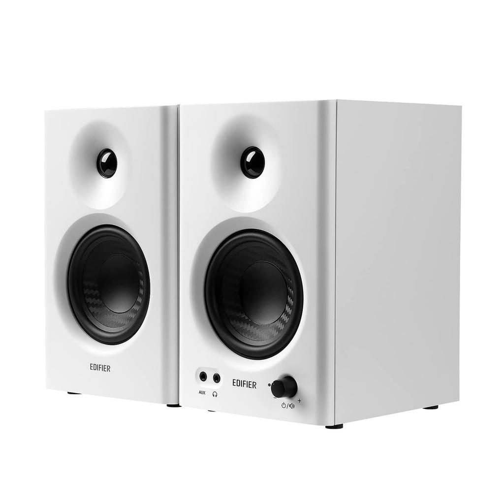 Edifier MR4 Monitor Speaker for Dual Mode Switching and TRS Max 42W 60Hz 20KHz Frequency Response 1 Inch Silk Dome Tweeter Diaphragm White