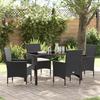 VidaXL 5-Piece Garden Dining Set with Cushions Poly Rattan Black 3379767