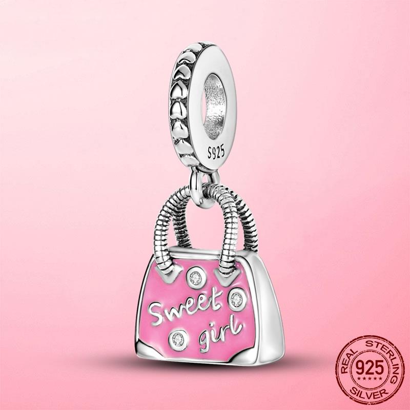 Новые туфли на высоком каблуке с красной эмалью 925 пробы, подвески-подвески, подходят для браслета, ожерелья, оригинальное изготовление ювелирных изделий