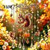 Whimsical Animal Wind Chime Fall Suncatcher, Stained Acrylic Fox Rabbit Hanging Suncatcher Unique Garden Art Gifts with Prism Drops, Outdoor