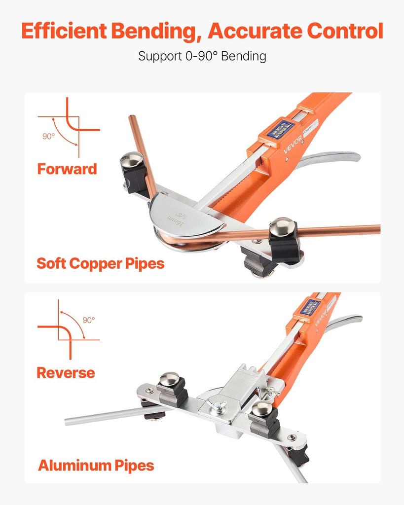 Tubing Bender Kit, 6 mm to 22 mm, Compact Ratcheting Tube Pipe Bender, Forward/Reverse Hand Bending Tool, with 7 Aluminium Alloy Dies, for Copper HVAC