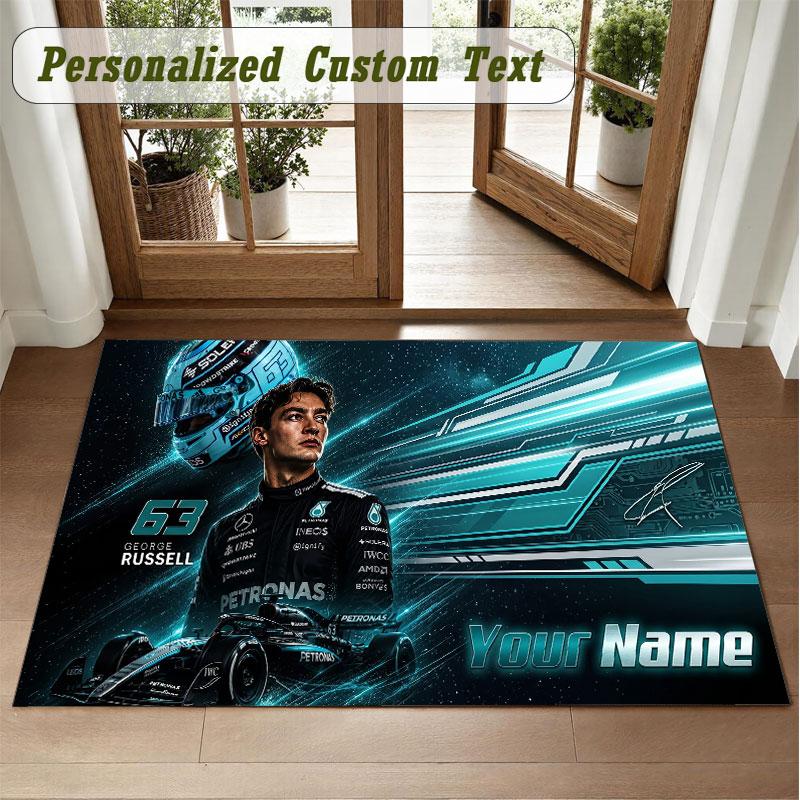 Crystal Velvet Square Rug Custom NameGeorge Russell Pattern Non Slip Home Floor Decor Rug