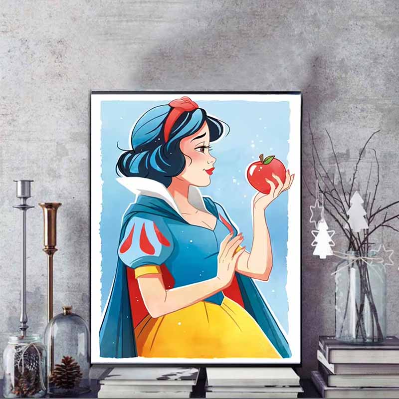 Disney 5D DIY Алмазная живопись Белоснежка Акварельная иллюстрация Полная квадратная алмазная мозаика Мультяшная вышивка крестом Картина для украшения дома