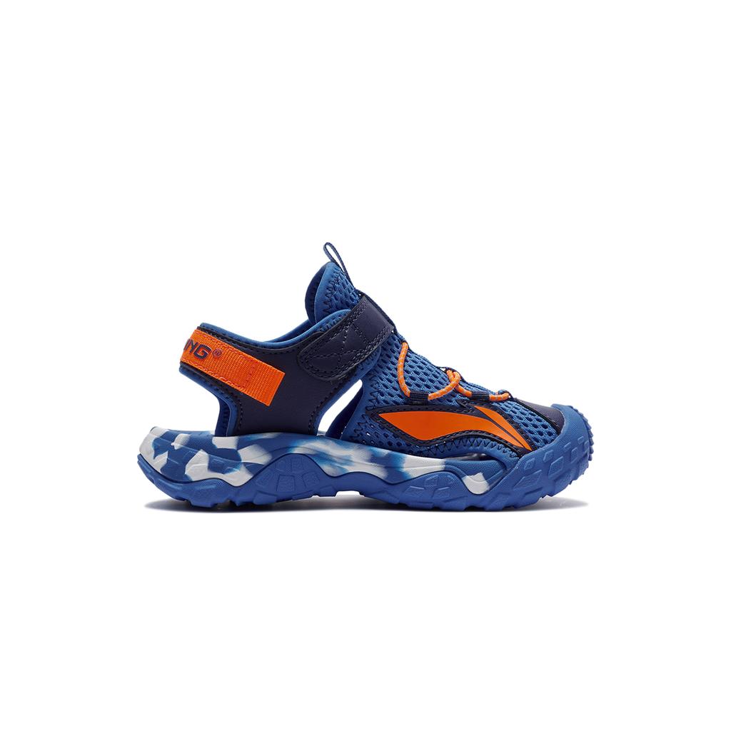 Li Ning Kids Sports Lifestyle Series Synthetic Leather Fabric Versatile Fashion Shoes Breathable Low-Top Sandals Kids Sandals Blue YKKS016-11