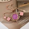 Temperament Diamond Plated Decoration Four Leaf Clover Lazy Pulling Bracelet Watch