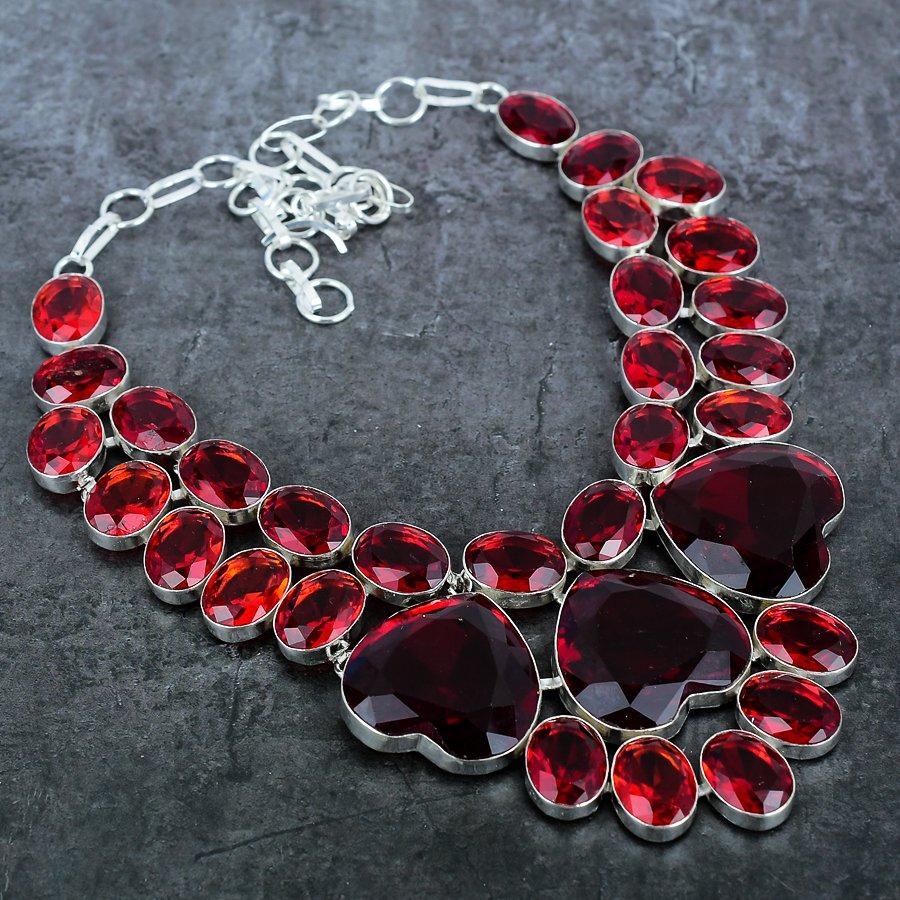 Mozambique Garnet Handmade 925 Sterling Silver Jewelry Necklace 18" C8W53
