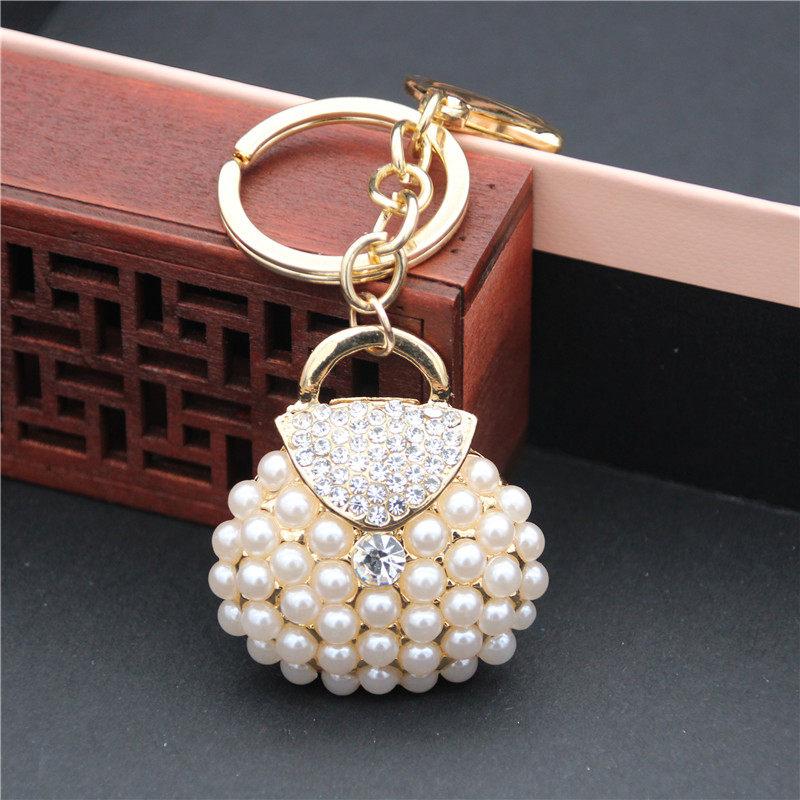 Модные брелоки для ключей Металлический шарм Жемчуг Брелок для сумки Кисточка Брелок для ключей Брелок для машины Сумка Брелок для женщин Ювелирные аксессуары Подарок
