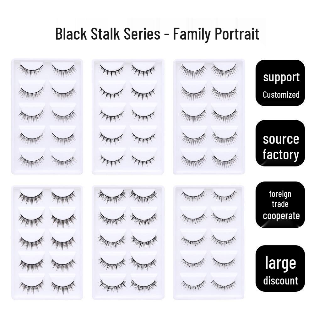 Dense Black False Eyelashes - Natural, Full Strip for Cosplay/Comic, Ideal for Beginners and Cross-Border Styles.