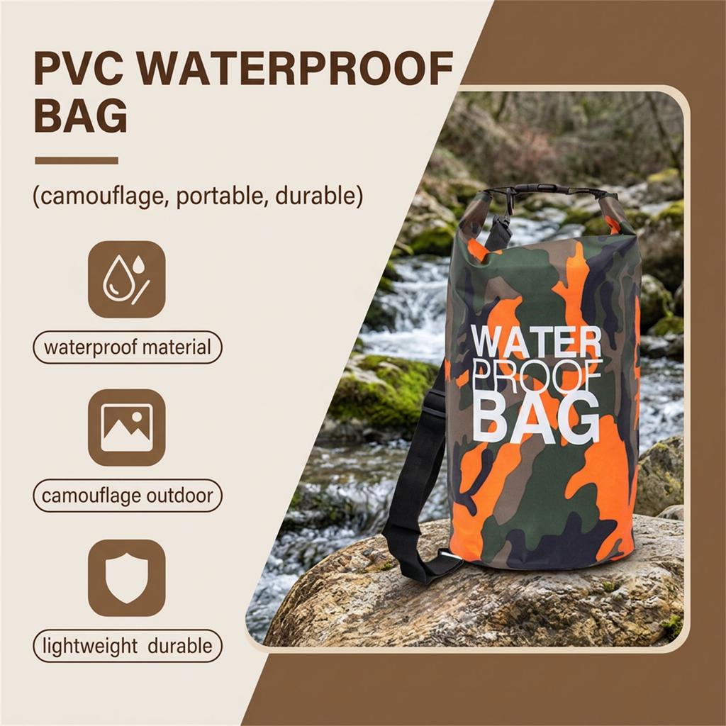 Pvc Waterproof Bag Camouflage Pattern For Outdoor Sports Portable And Durable Storage Solution