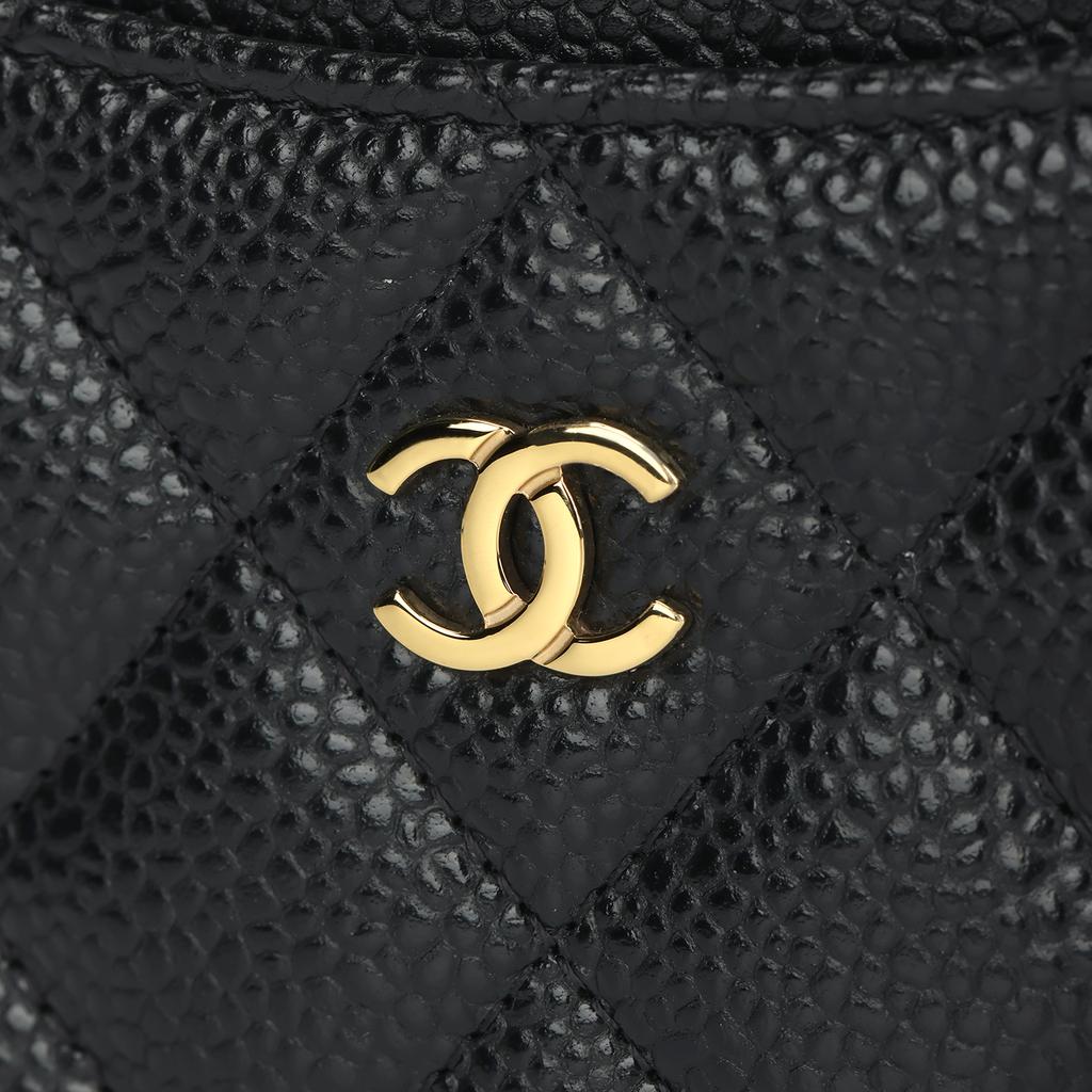 Chanel Классический держатель для карт из зернистой кожи с ромбовидной прострочкой Женские аксессуары Черный A31510-Y01864-C3906