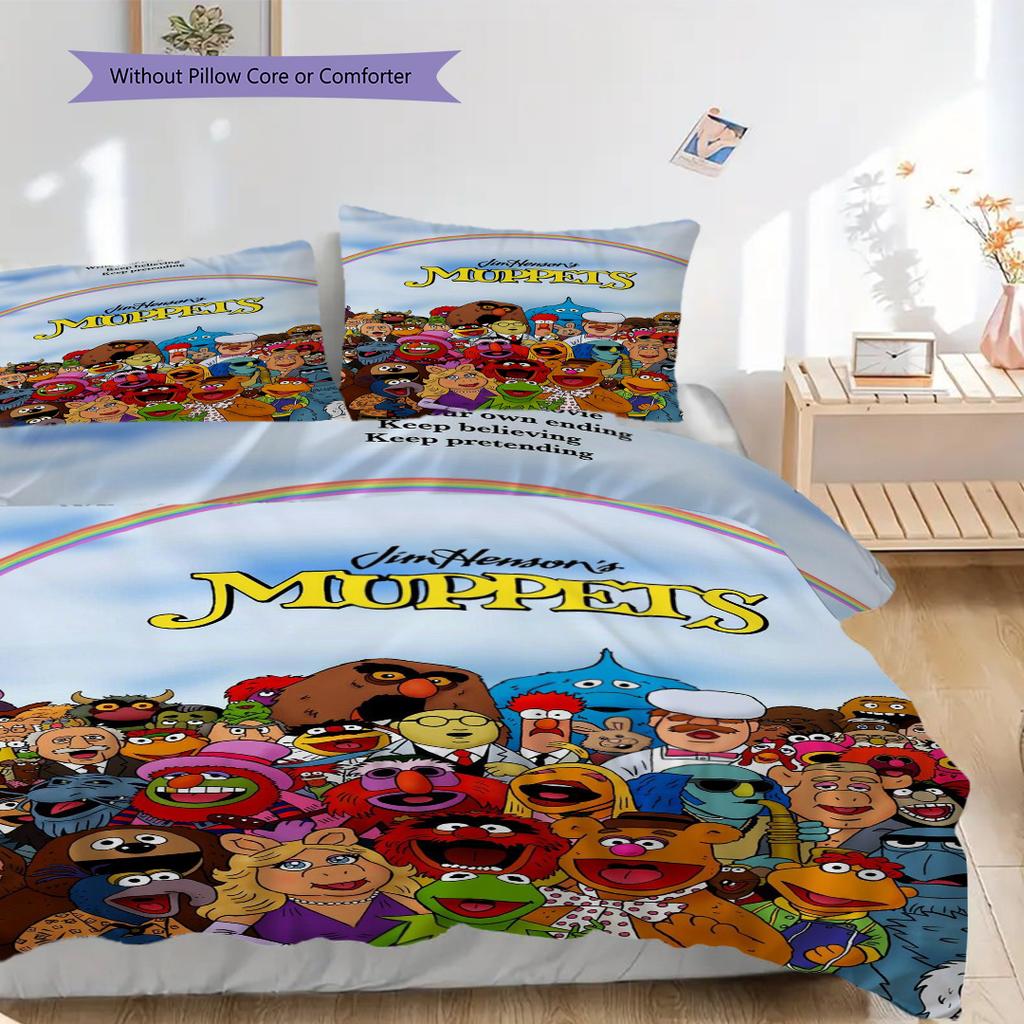 1PC Sesame Street pattern Bedding Quilt Set Quilt Cover Pillowcase Home Decoration Birthday Gift (1 * duvet cover + 2 * pillowcase, without core)