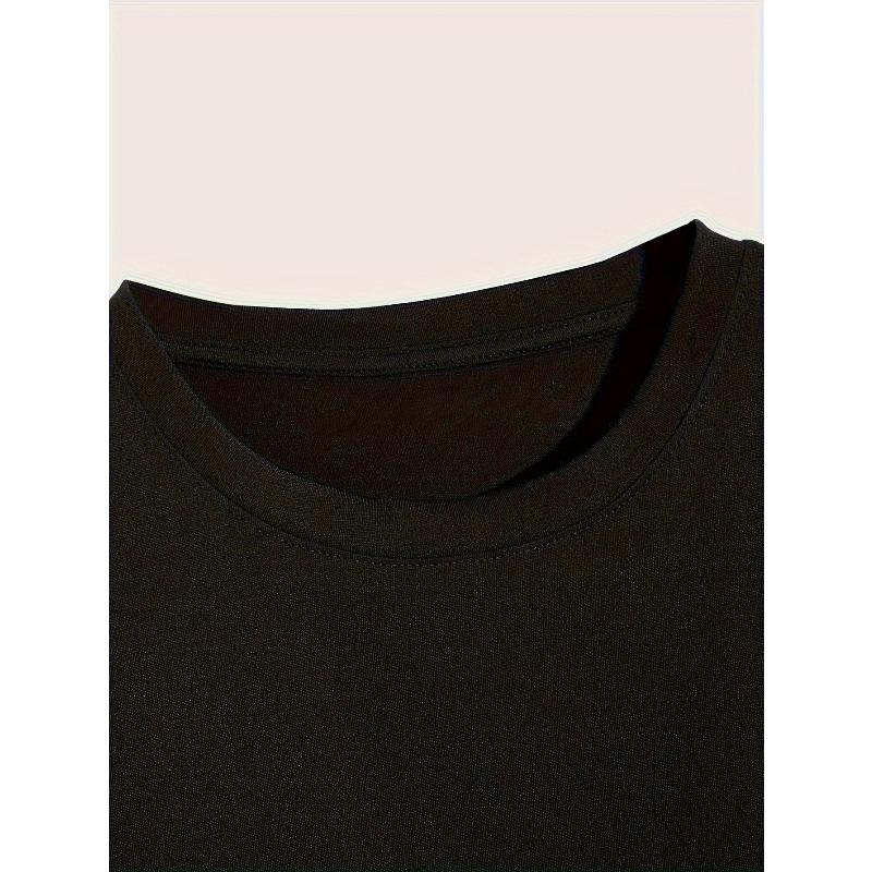 Европейские размеры Мужские Туз пик (Лопата А) Футболка с принтом логотипа - Черная повседневная футболка с коротким рукавом и круглым вырезом с культовым дизайном карточной масти