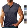 Men’s Sleeveless Tank Tops Henley Collar Button Fitness Vest Summer Sports Casual Holiday Wear T-Shirts