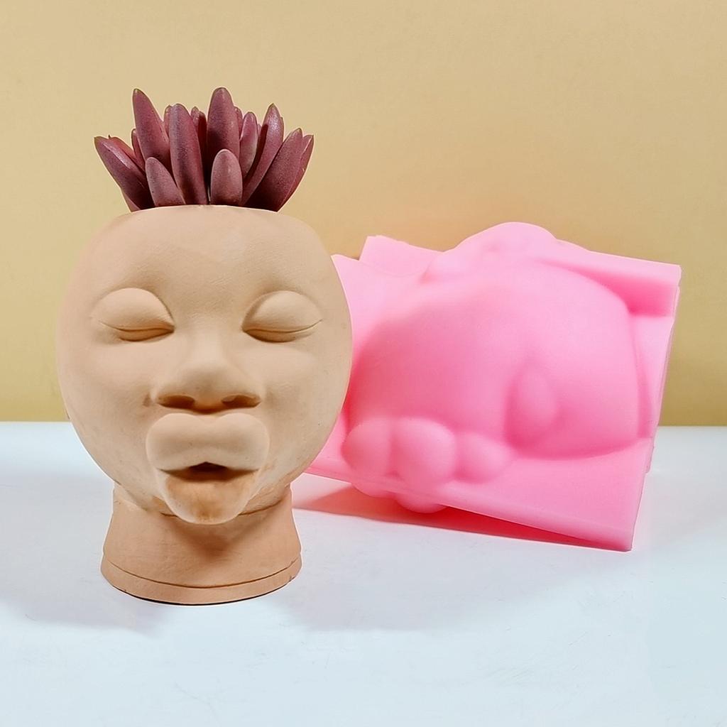 Girl Pen Holder Silicone Mold Table Ornament Succulent Planter Flowerpot Molds Epoxy Resin Mold DIY Plaster Making Tool