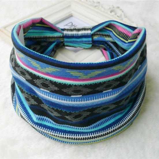 Bohemia Style Yoga Headband Floral Pattern Knot Design Wide Hairband Sweat Absorbing Fitness Sport Headband Head Wrap