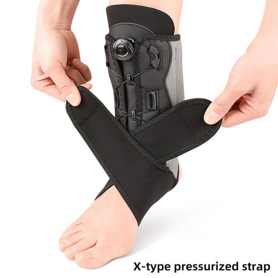 Регулируемый ортез на голеностоп с двумя алюминиевыми шинами Стабилизатор голеностопного сустава с ручкой-регулятором компрессии X-типа