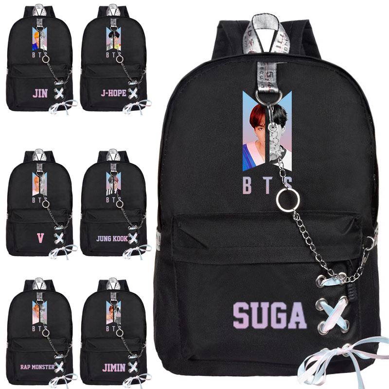 Рюкзак для школьников с логотипом группы BTS купить недорого