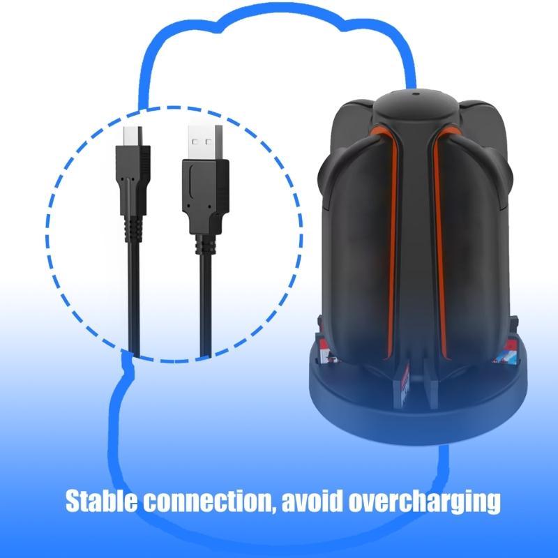 4-портовая зарядная станция для игрового контроллера, кабель USB C Power Delivery, зарядная док-станция, подставка со светодиодной подсветкой
