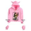 2021 Attack on Titan Anime Print Crop Top Hoodie with Cat Ears for Girls