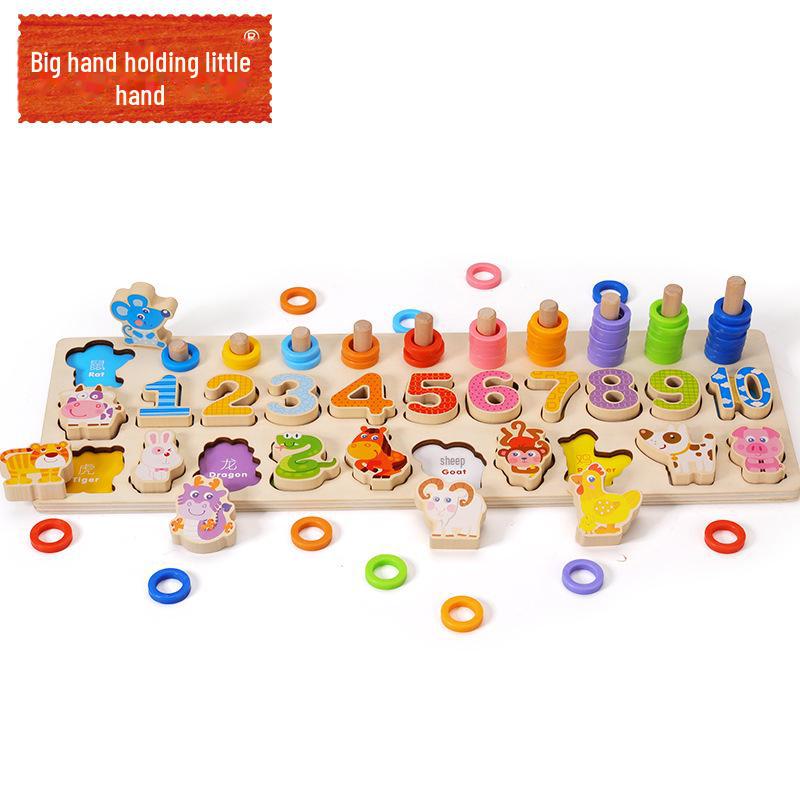 Children's Magnetic Fishing & Building Block Puzzle: Six-in-One Fruit Logarithmic Board & Assembly Set.