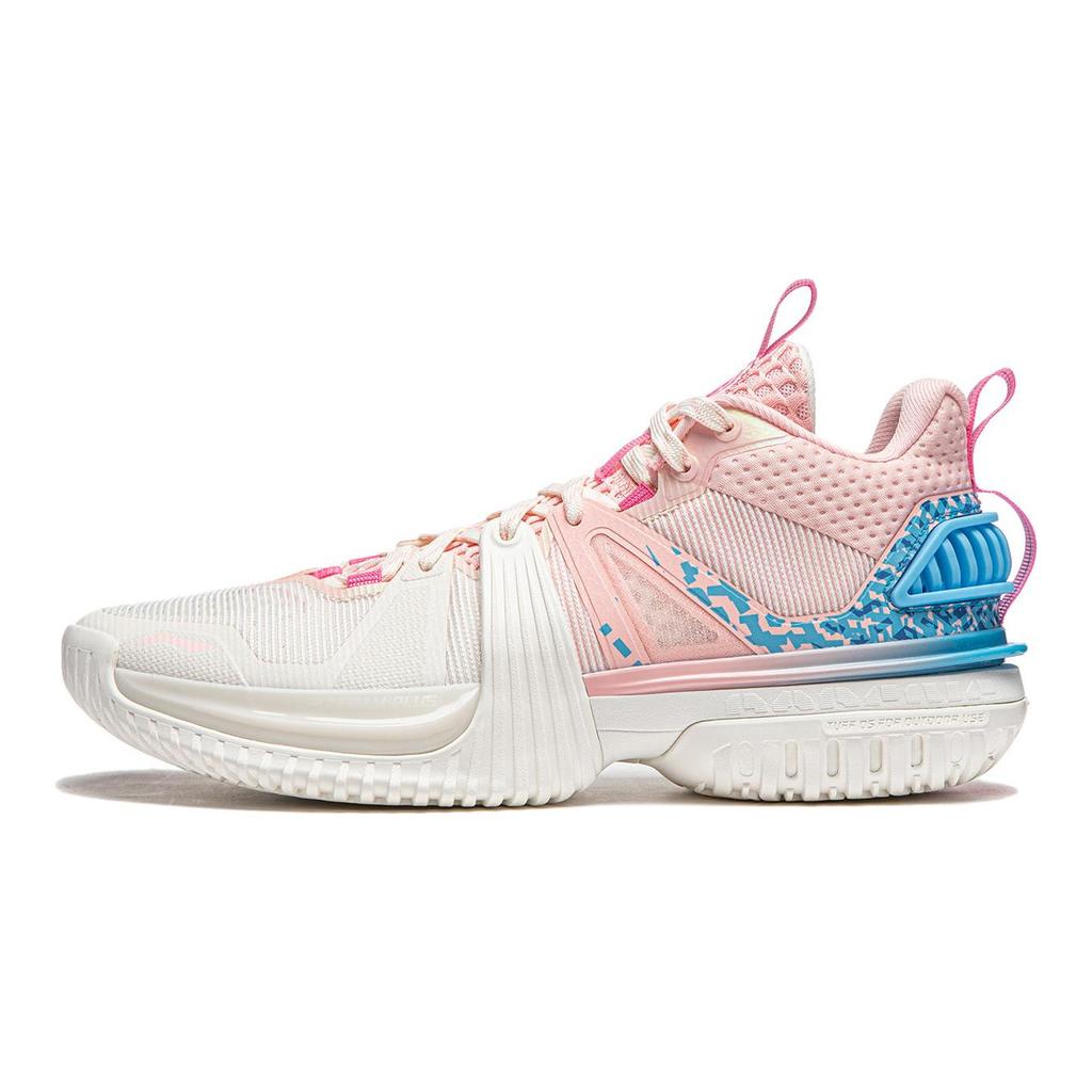 Li Ning Storm 2024 Амортизирующие Дышащие Легкие Упругие Низкие Баскетбольные Кроссовки Мужские Белый Розовый ABFU017-2