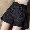 Women's Summer High-Waist Frog Button Ice Silk A-Line Shorts