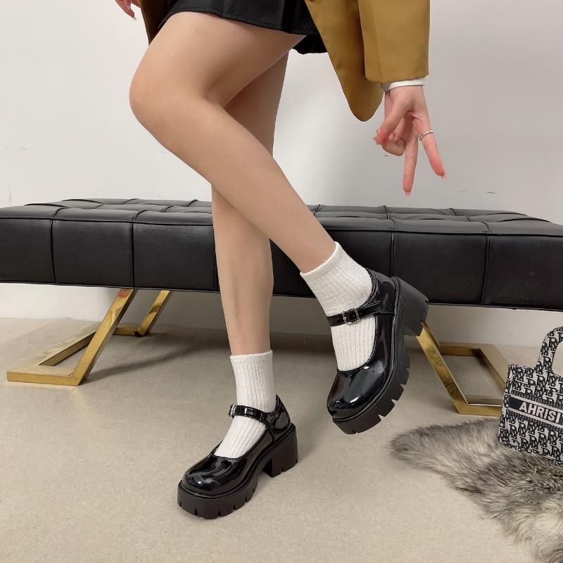 Туфли на плоской подошве в японском стиле на летней платформе для студентов Мэри Джейн с толстым каблуком в винтажном стиле для женщин