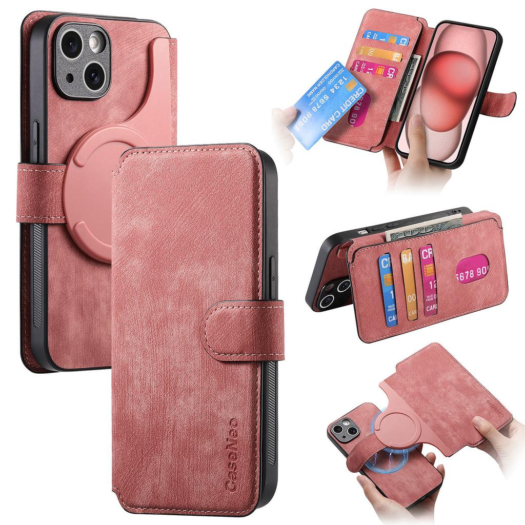 CASENEO MW-03 For iPhone 14 Plus Case with Detachable Wallet Leather+TPU Phone Cover