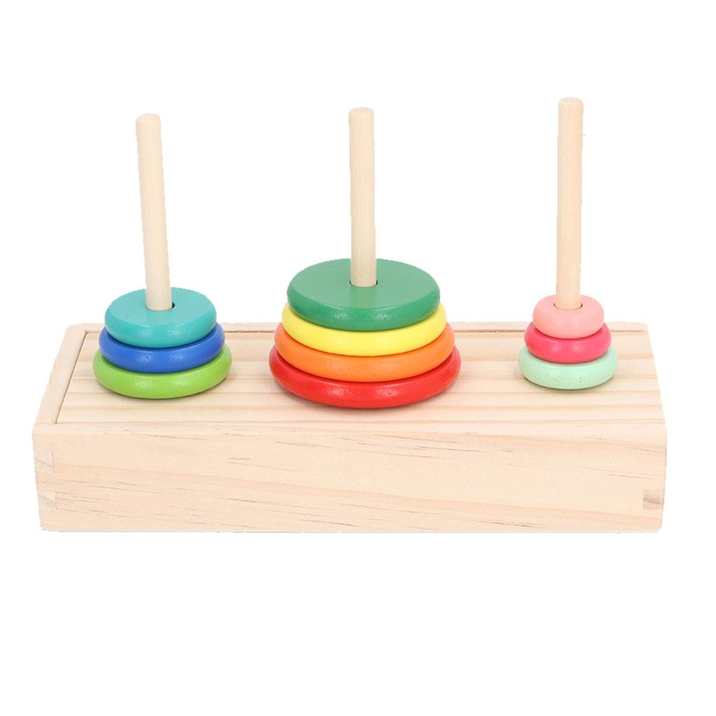 Puzzle Game Wooden Tower Educational Logical Thinking Training 10 Rings Tower Intellectual Toy