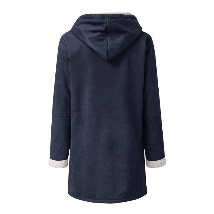 Women Casual Fashion Outerwear Long Sleeve Hooded Jacket Coat Autumn Winter Solid Color Print