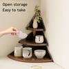 Corner Cup Holder Shelf 3-Tier Wood Kitchen Organizer for Mugs Coffee Cups Space-Saving Desktop Storage Rack for Countertop