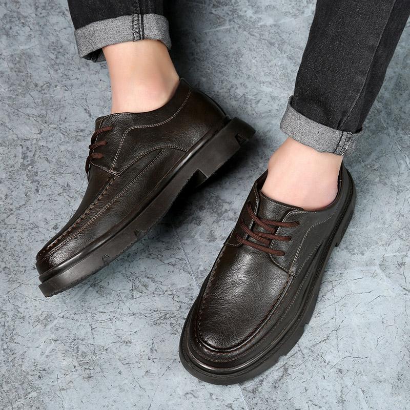 Высококачественная мужская обувь из натуральной кожи, толстая подошва, рабочая обувь, туфли для деловых встреч, обувь для собеседования
