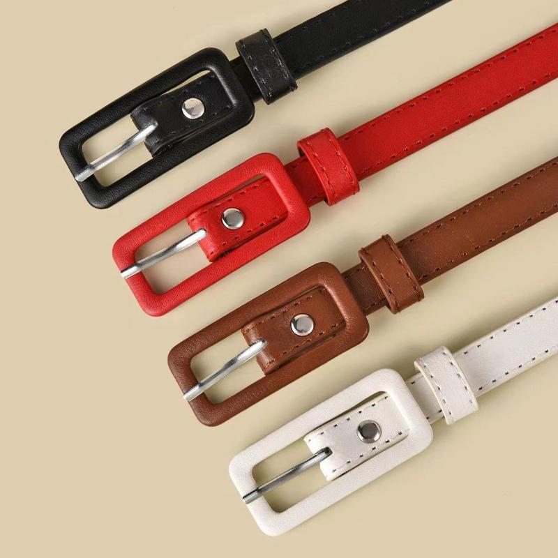 Elastic Women Belts Strap Thin Skinny Ladies Dress Waist Belt Leather Buckle Female Red Belts Thin Ladies Designer Waistband
